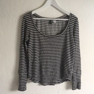 Urban Outfitters - Grey striped scoop neck top
